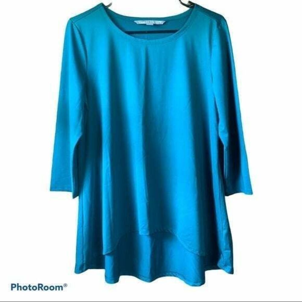 Valerie Stevens Blue Long Sleeve Blouse Women Sz Small